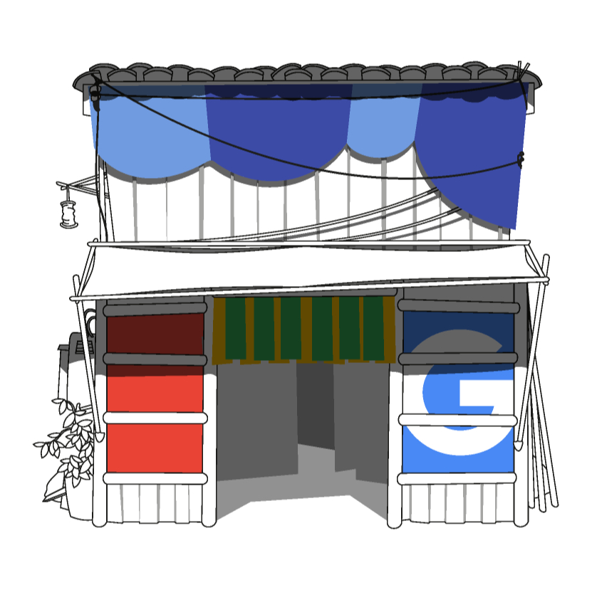 Parodie du logo Google my business façon boutique traditionnelle japonaise